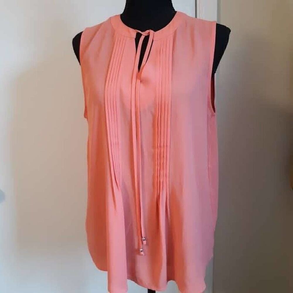 Charming Charlie Womens Blouse Shirt Size M Sleeveless Coral Just Lovely!